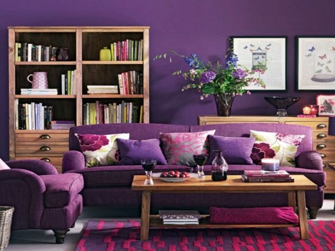 Living Room Purple Interior Idea