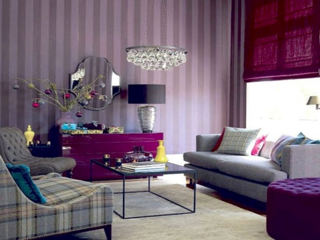 Luxury Living Room Purple Interior