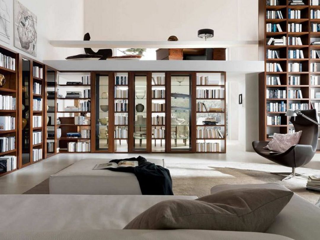 Living Room Interior With Bookshelf