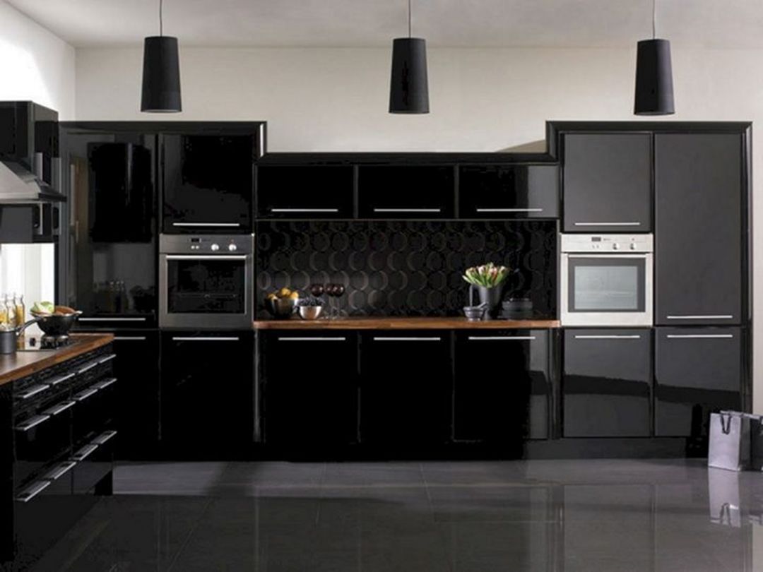 Black High Gloss Kitchen Interior