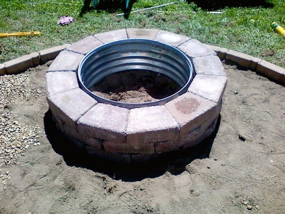 Awesome DIY Backyard Fire Pit With Brick And Stock Tank