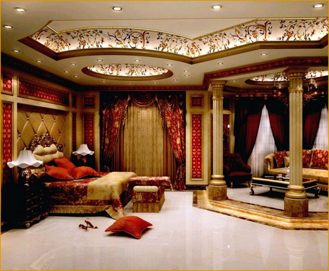 Luxurious Royal Interior Master Bedroom With Red Interior That Make More Romantic Looks