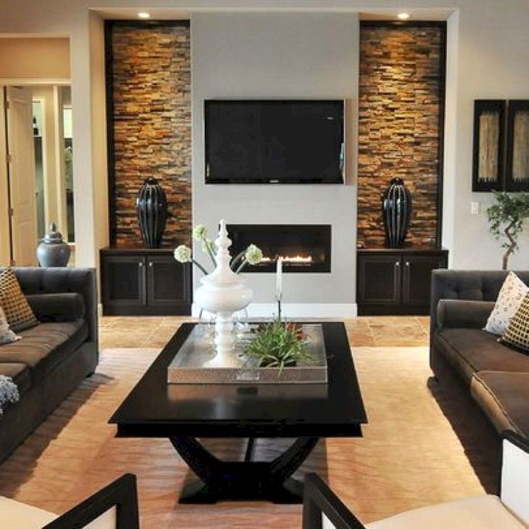 Living Room Wall Stone Ideas