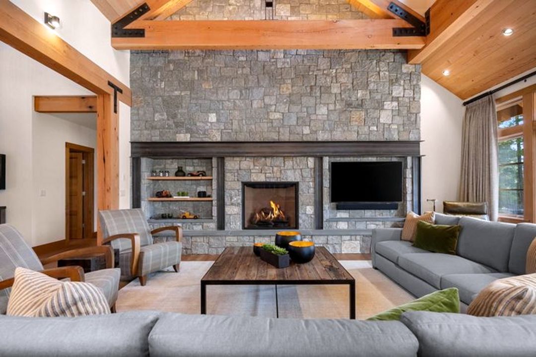 Winter Home Interior With Fireplace