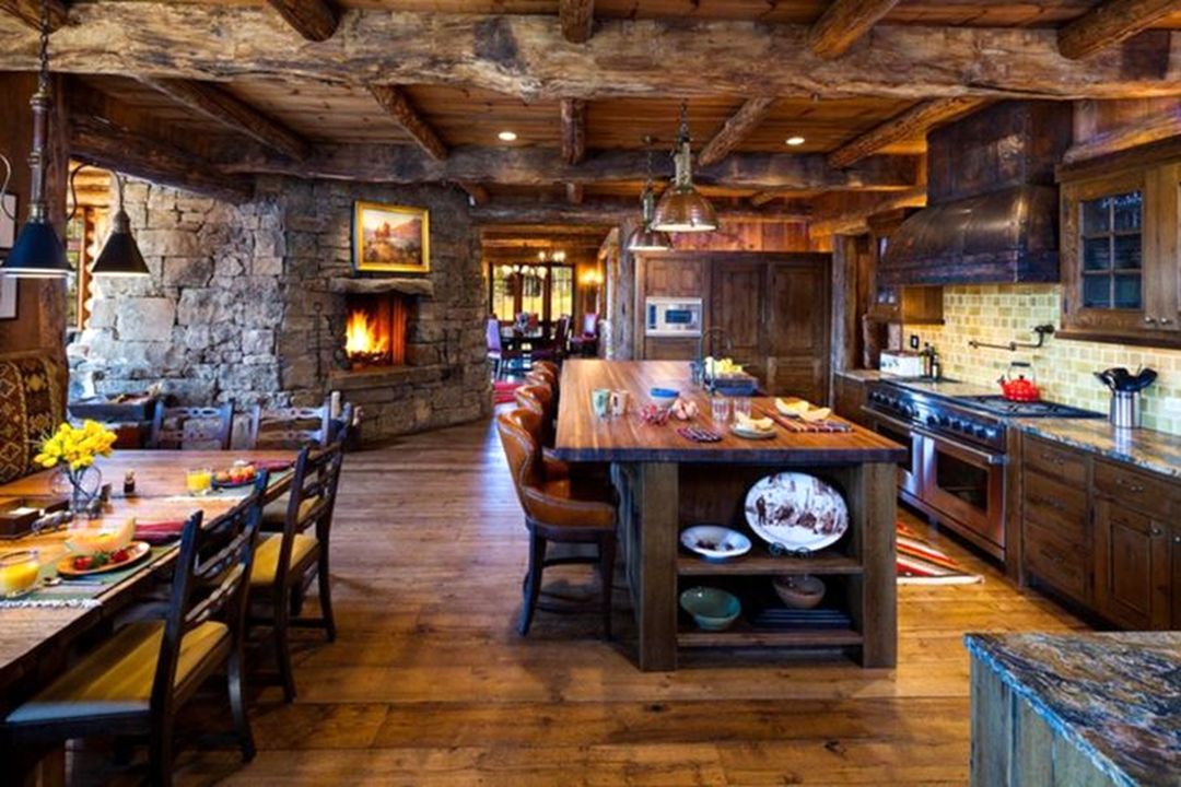 Rustic Wood Dining Room Beach Style