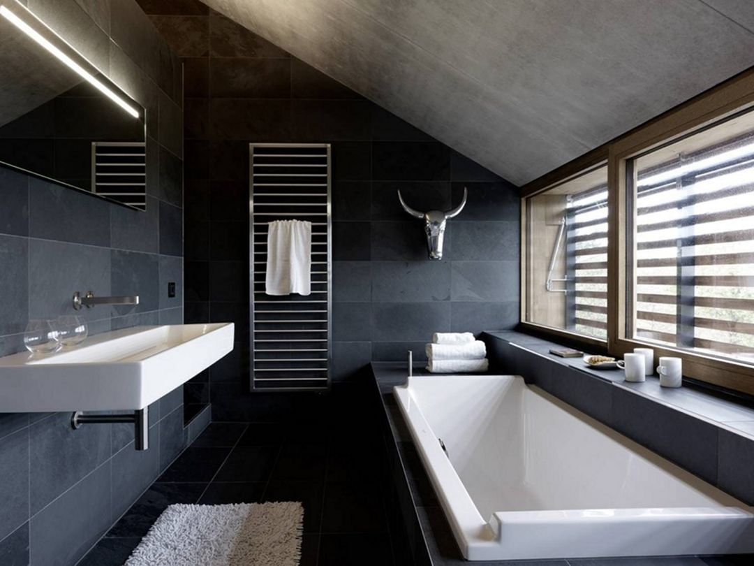 Simple Dark Bathroom Interior Design