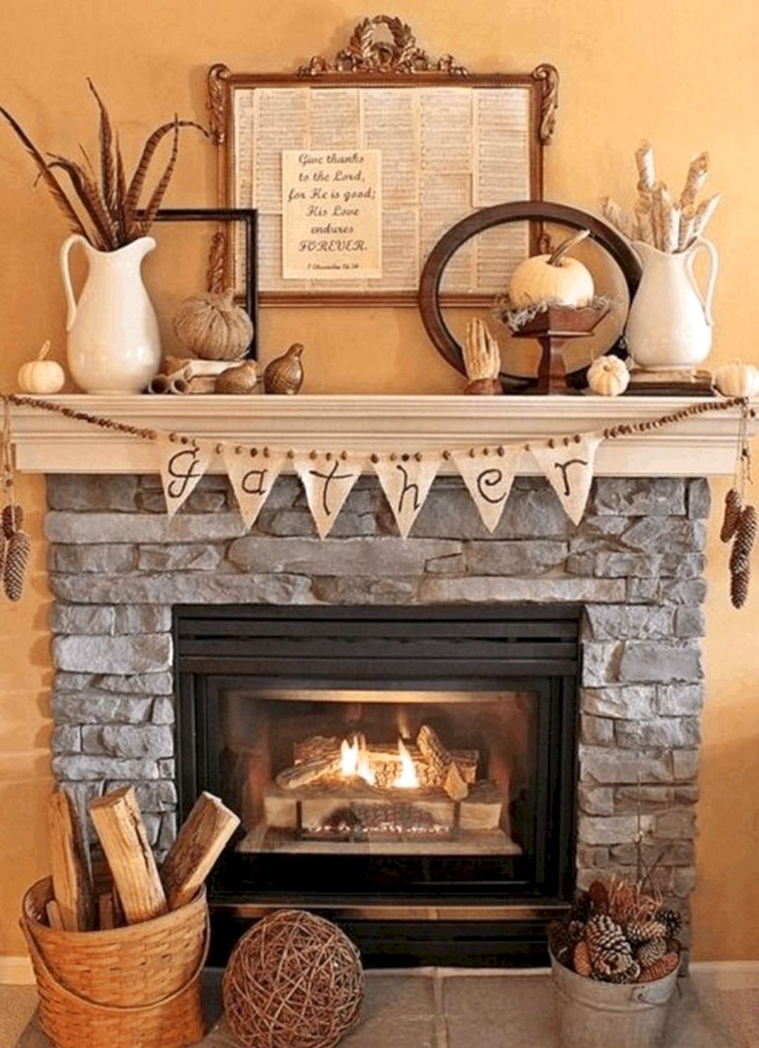 Beautiful fall decor ideas for your fireplace mantle