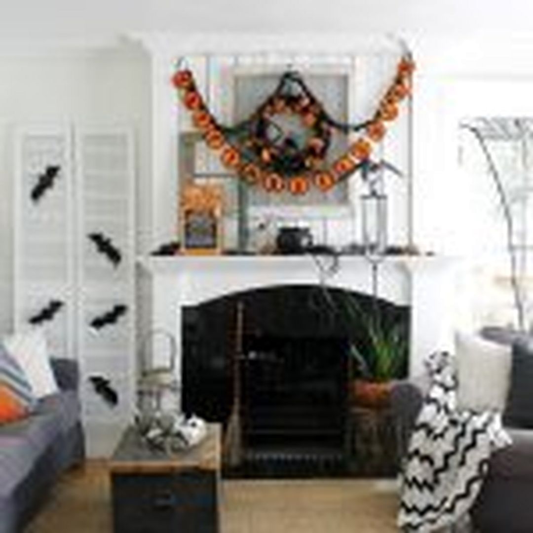 Black white and orange halloween decorating